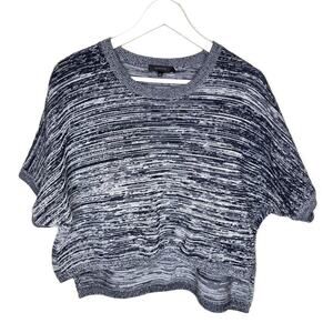 Aritzia Babaton Navy Blue & White Knit Boxy Short Sleeve Cropped Top, Sz S